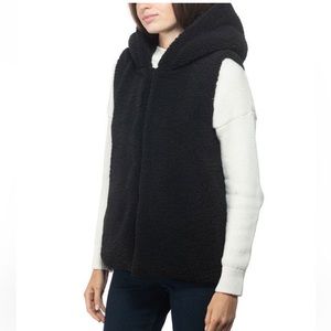 INC International Concepts Black Faux-Fur Hooded Lined Vest S/M NWT